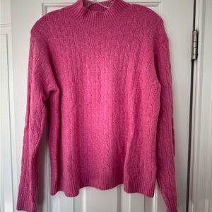 J. Crew Fuchsia Cowl Neck Sweater with Ribbed Texture